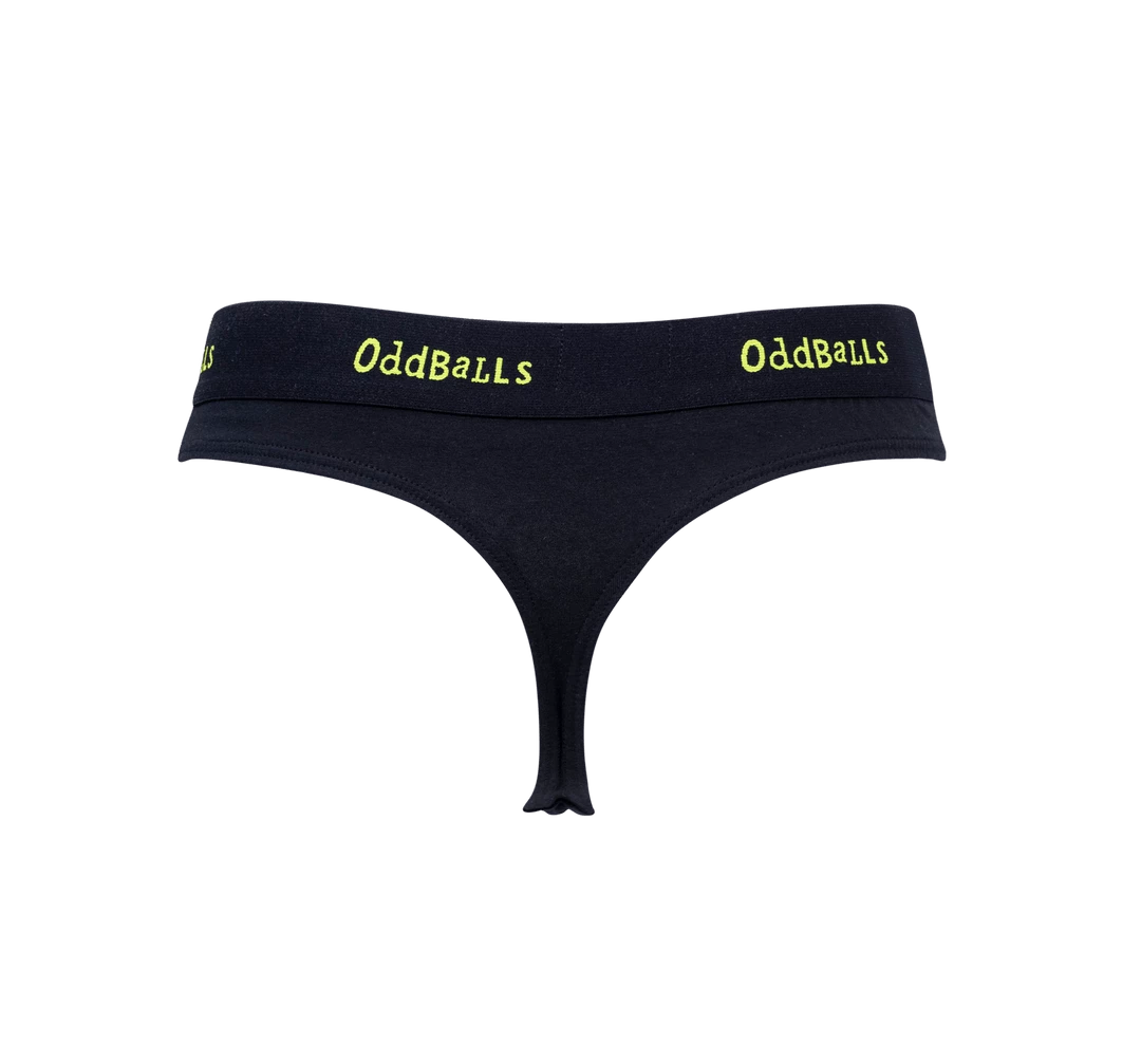 OddBalls Black & Lime - Ladies Thong