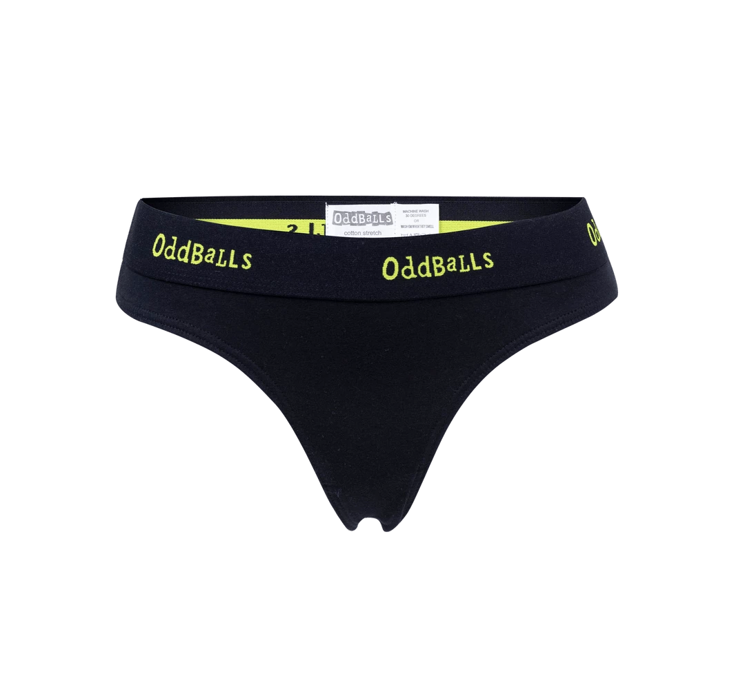 OddBalls Black & Lime - Ladies Thong