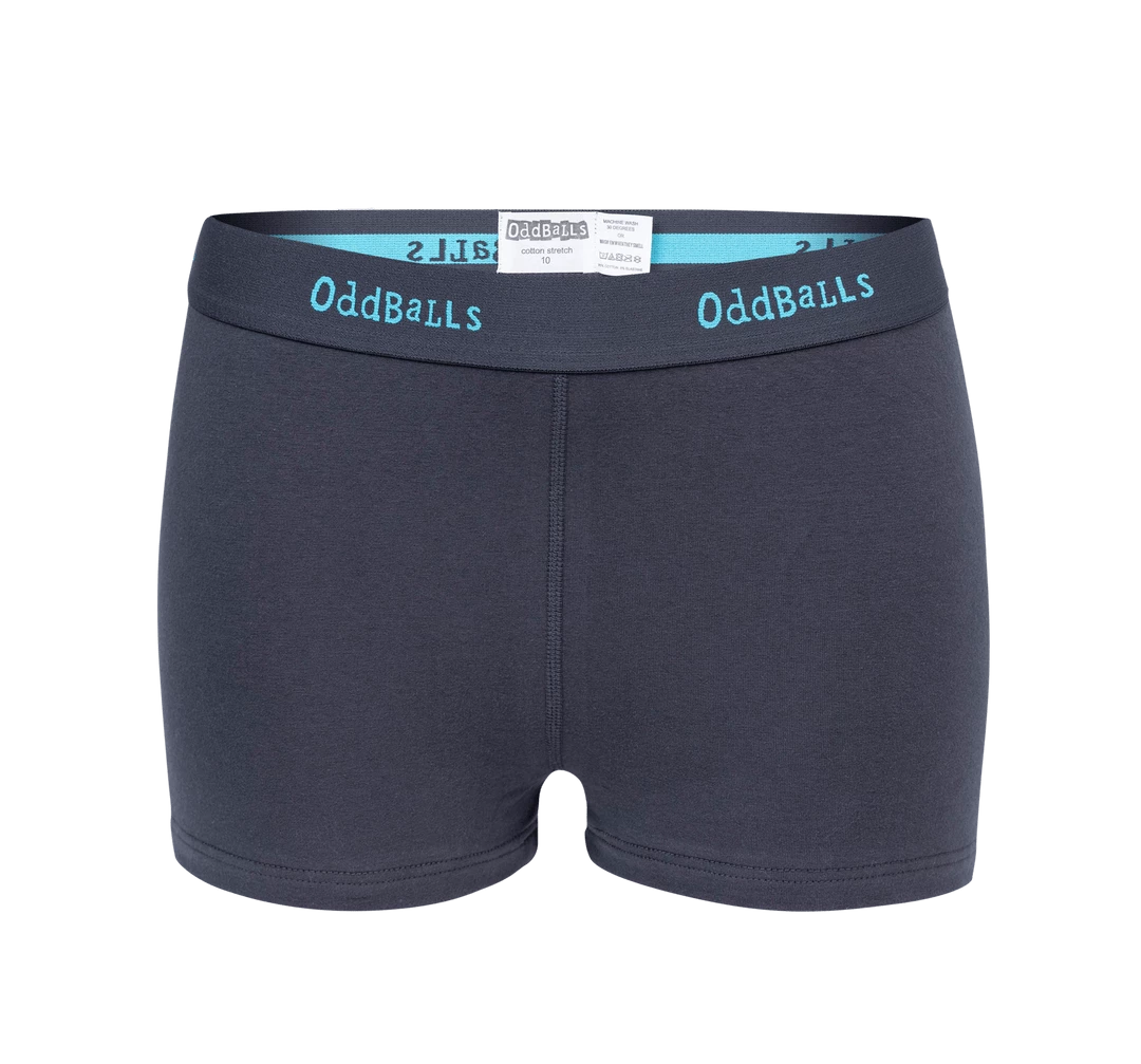 OddBalls Charcoal & Blue - Teen Girls Boxers