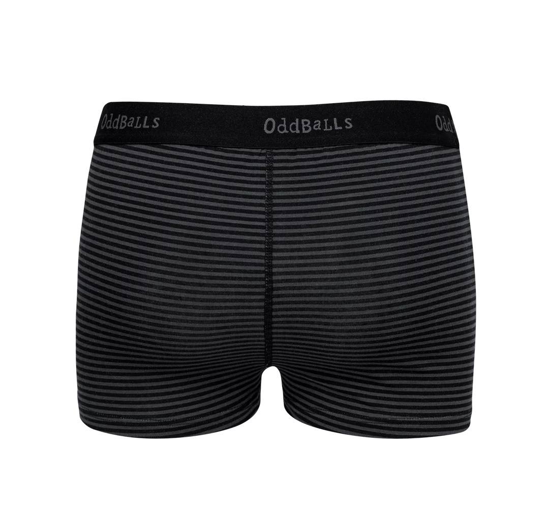 OddBalls Grey & Black Stripes - Ladies Boxers