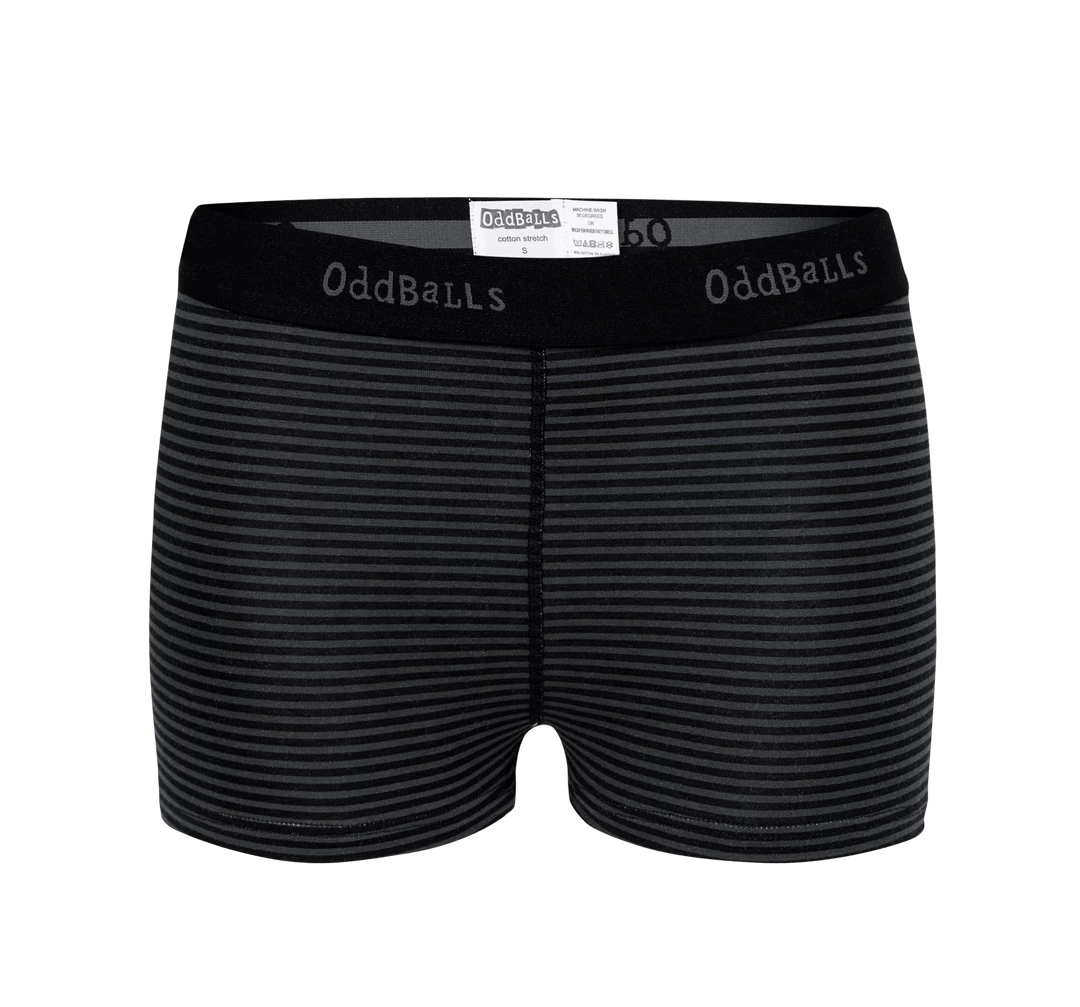 OddBalls Grey & Black Stripes - Ladies Boxers