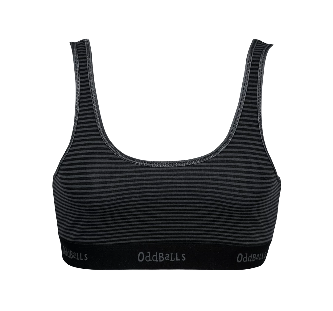 OddBalls Grey & Black Stripes - Teen Girls Bralette