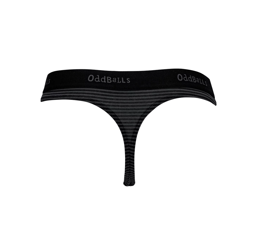 OddBalls Grey & Black Stripes - Teen Girls Thong Teen Girls Thongs