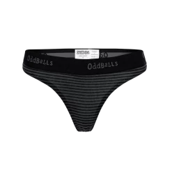 OddBalls Thongs Grey & Black Stripes - Ladies Thong