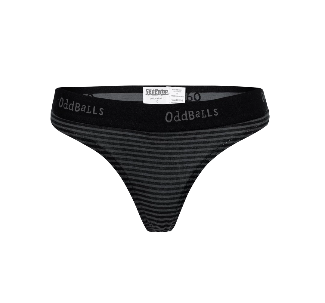 OddBalls Grey & Black Stripes - Teen Girls Thong Teen Girls Thongs