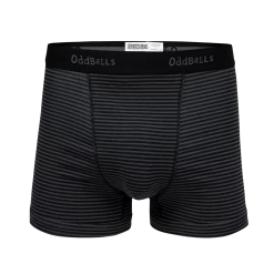 OddBalls Grey & Black Stripes - Mens Boxer Shorts
