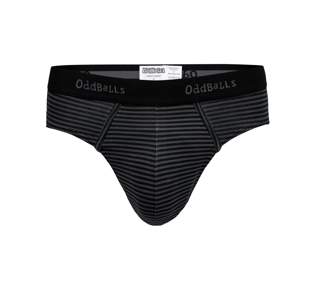 OddBalls Grey & Black Stripes - Mens Briefs