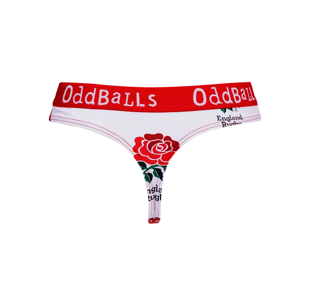 OddBalls Thongs England Rugby White - Ladies Thong