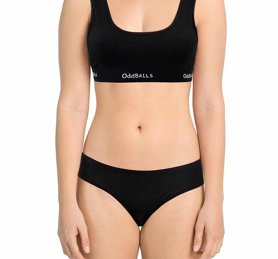OddBalls Black With Lace - Teen Girls Seamless Brazilian Briefs