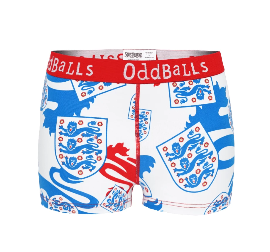 OddBalls Teen Girls Boxer Shorts England FA - Three Lions - Teen Girls Boxers