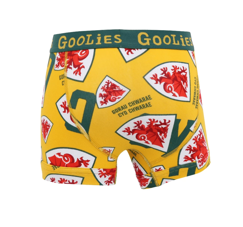 OddBalls Boys Boxer Shorts (Kids) FA Wales Yellow - Kids Boxer Shorts - Goolies