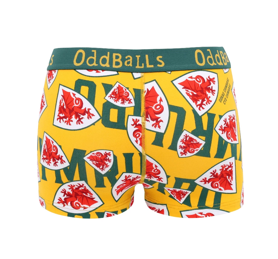 OddBalls Teen Girls Boxer Shorts FA Wales Yellow - Teen Girls Boxers